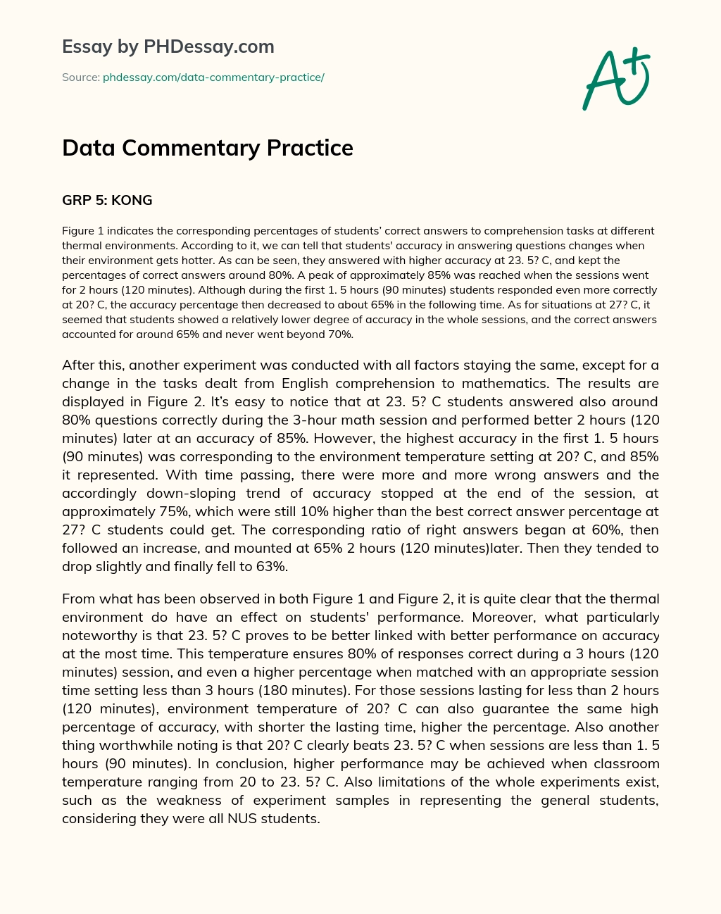Data Commentary Practice essay