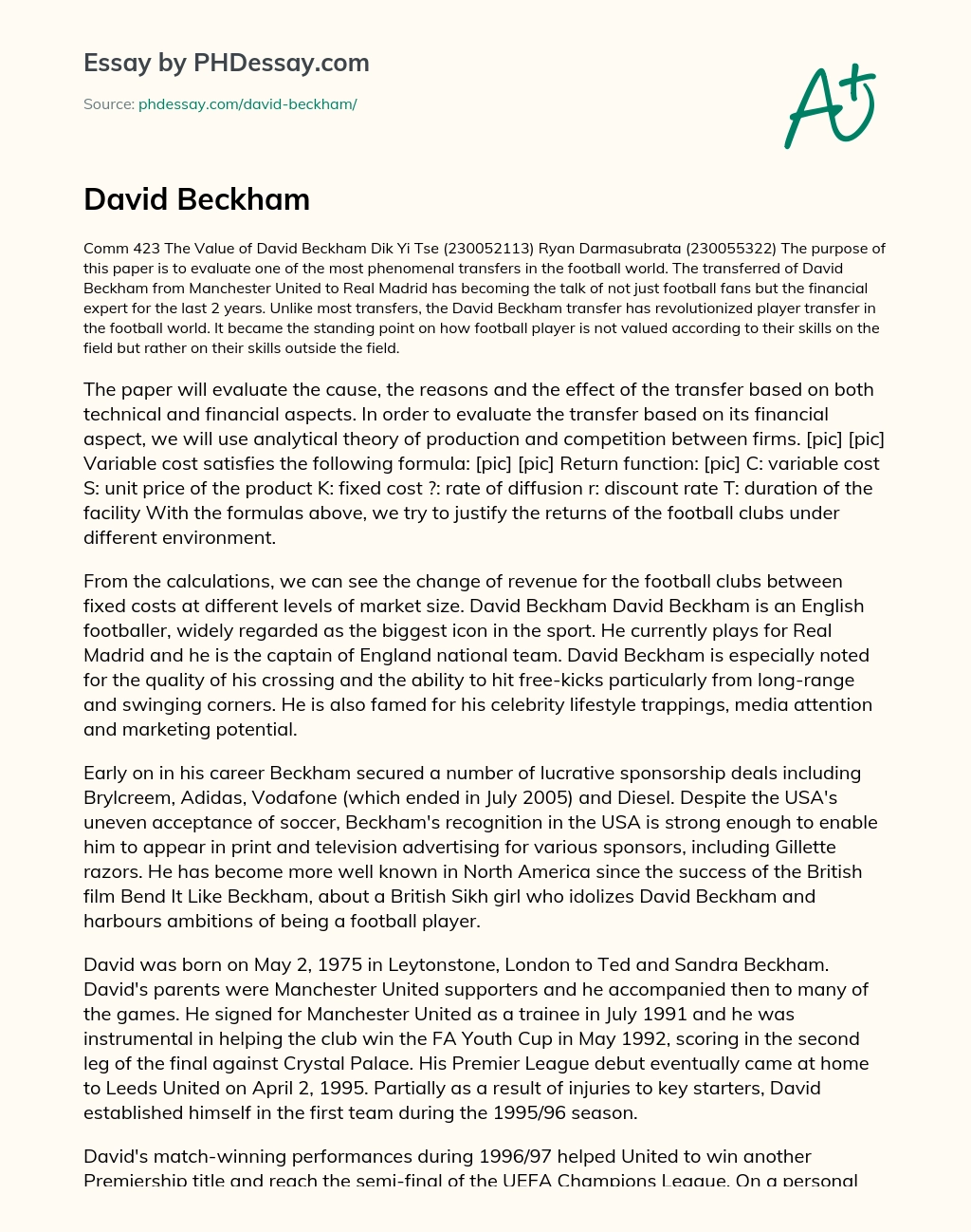 David Beckham essay