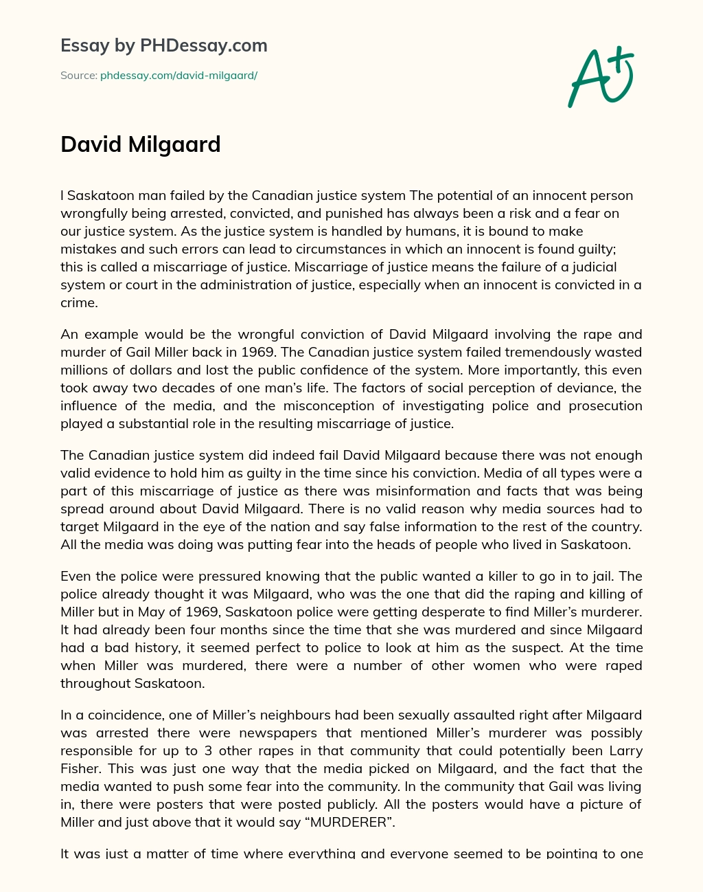 David Milgaard essay