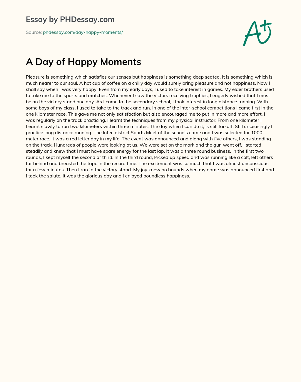 A Day of Happy Moments essay