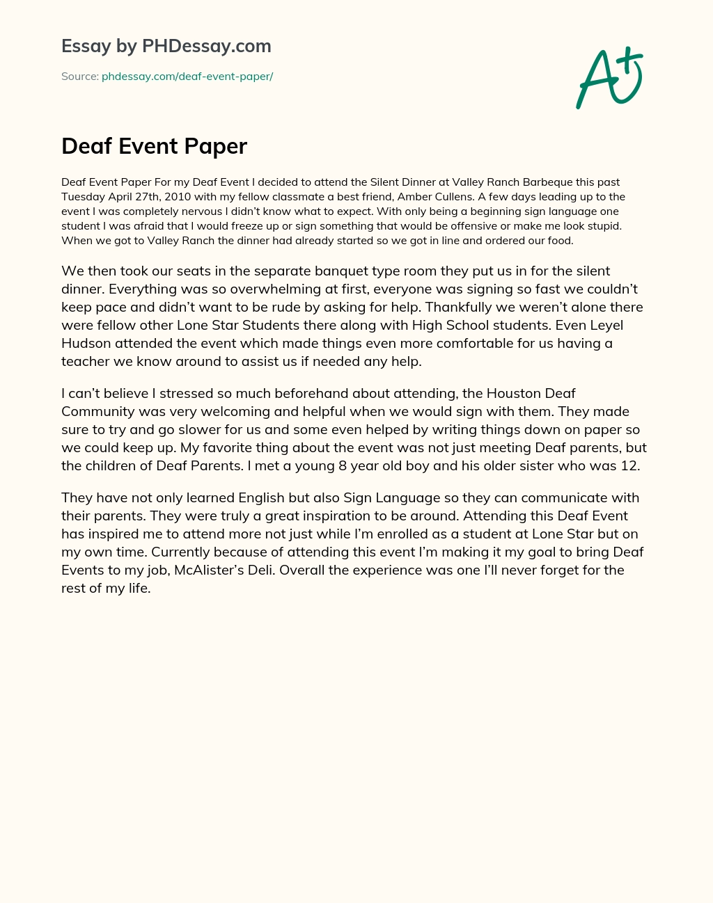 Deaf Event Paper essay