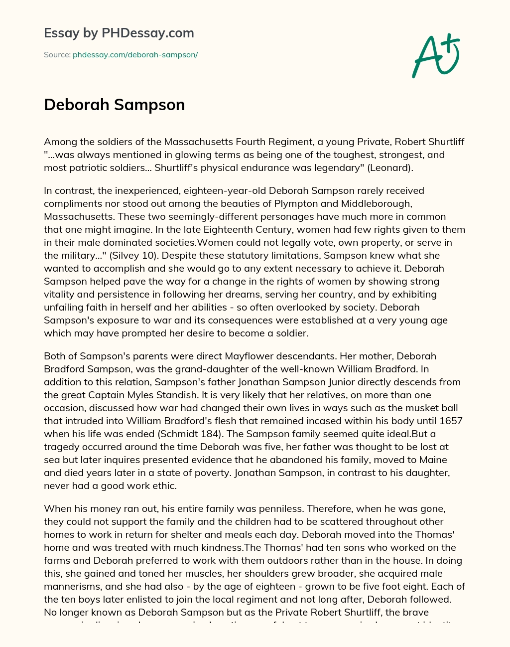 Deborah Sampson essay