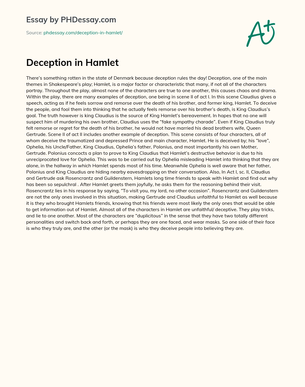 Deception in Hamlet essay