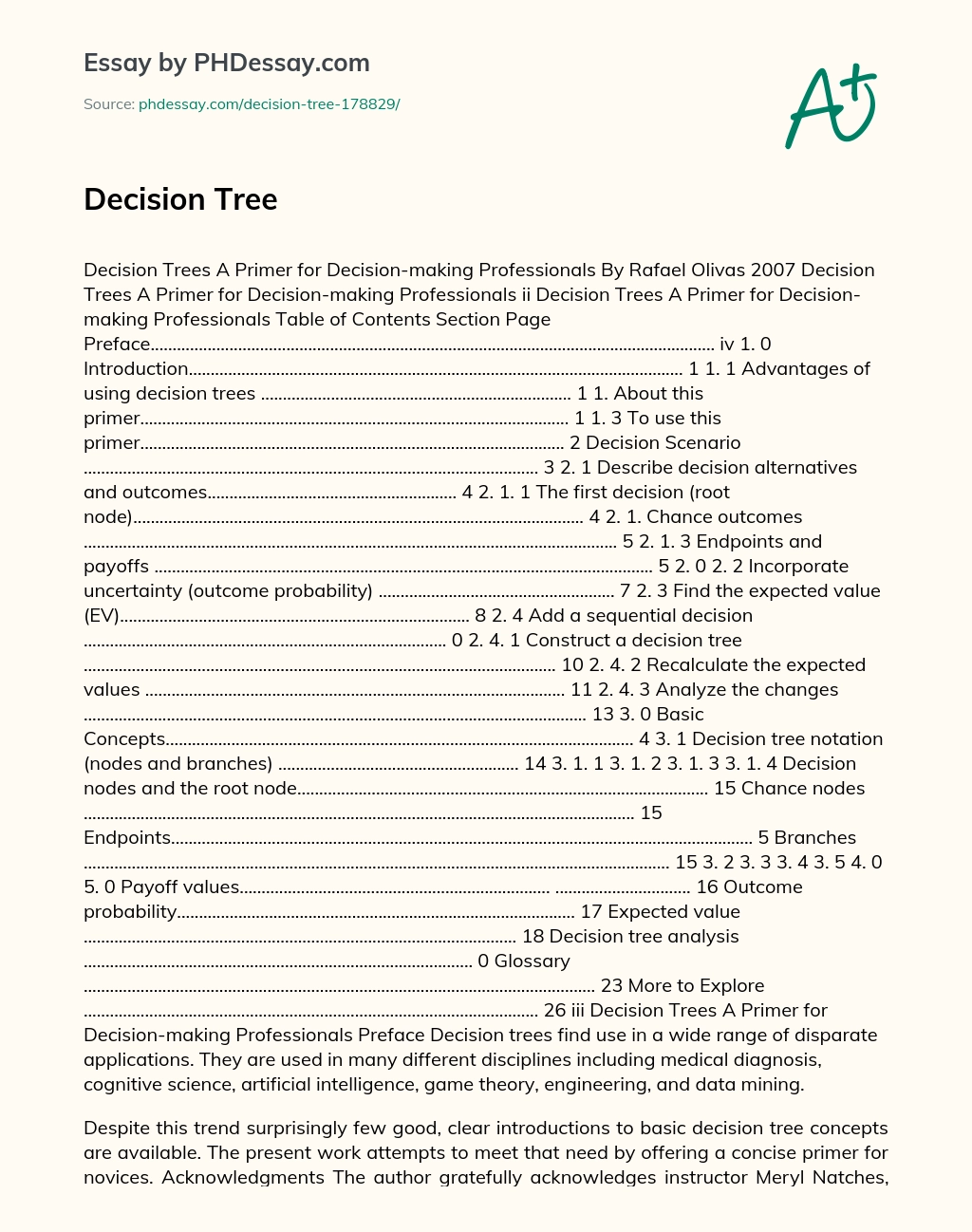 Decision Tree essay