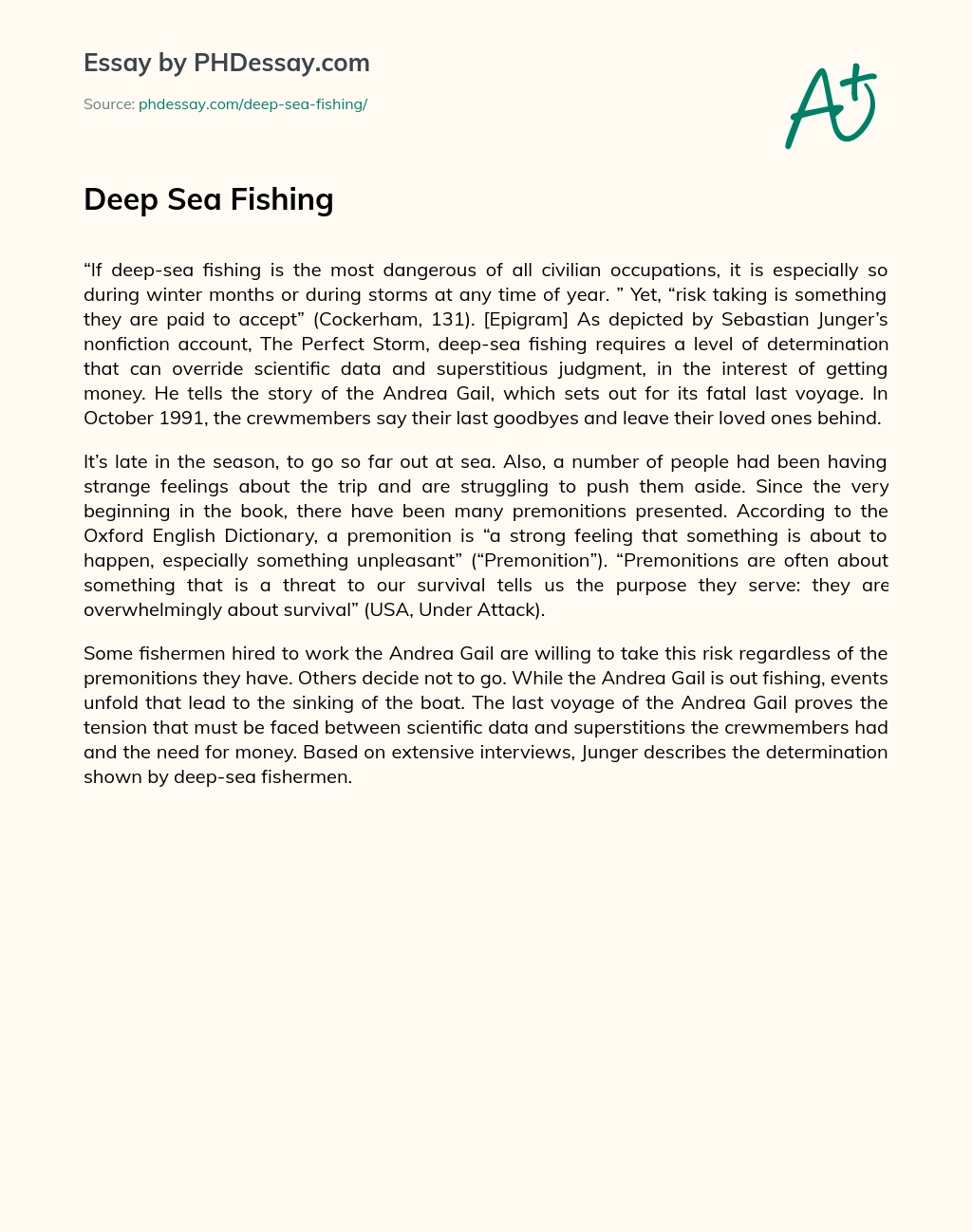 Deep Sea Fishing essay