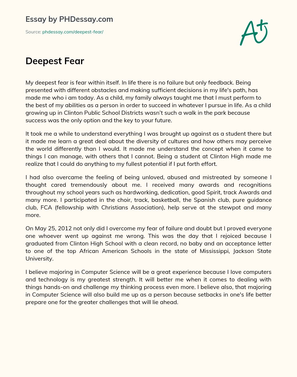 Deepest Fear essay