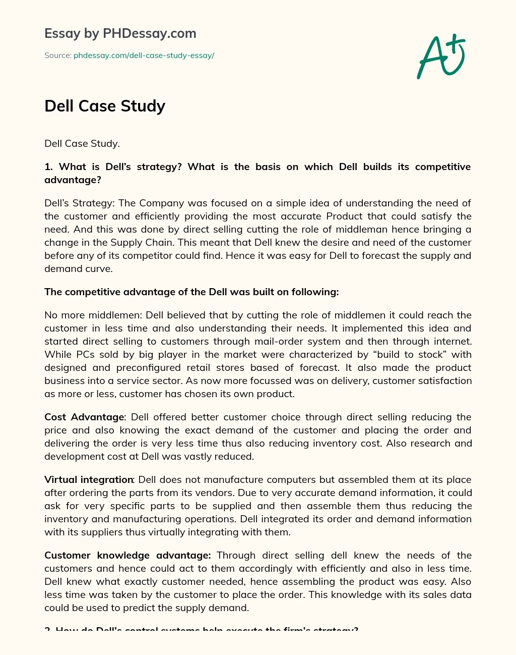 Dell Case Study essay