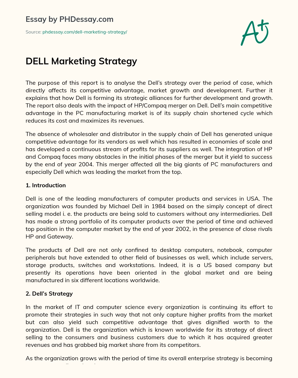 DELL Marketing Strategy essay