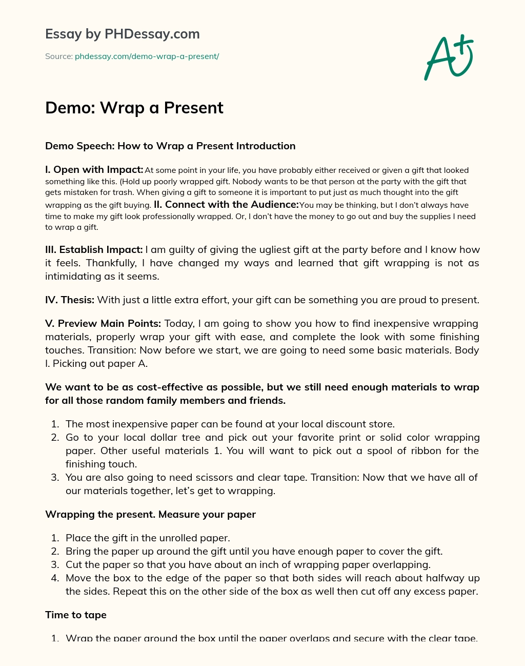 Demo: Wrap a Present essay