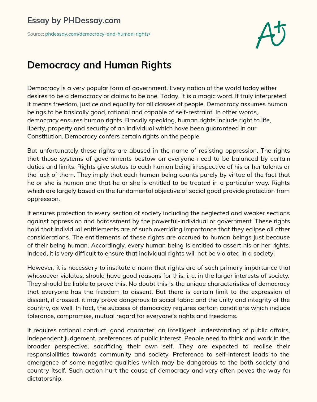 Democracy and Human Rights essay
