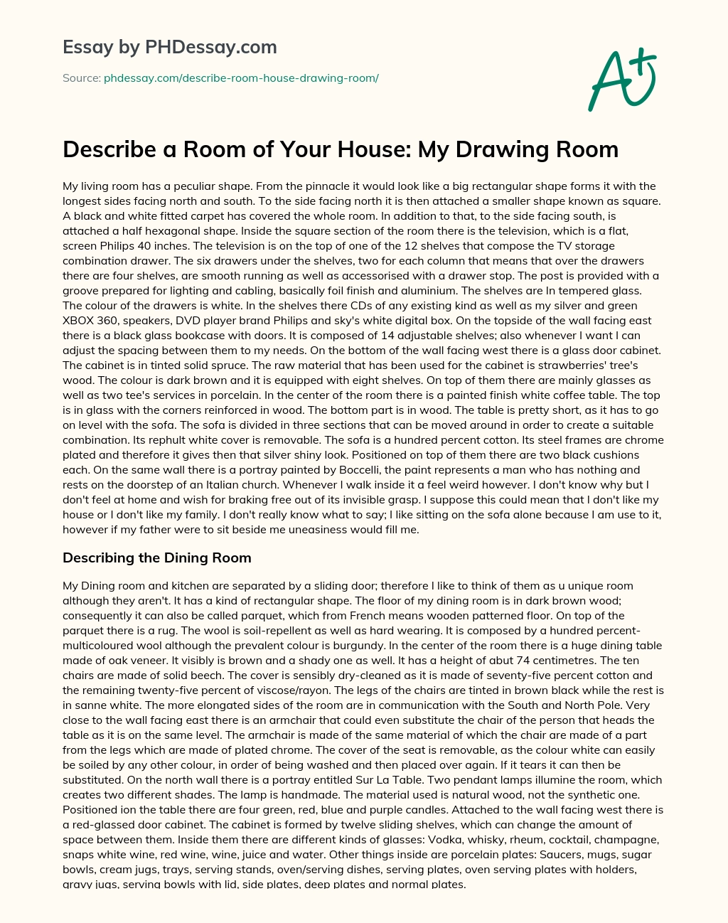 descriptive paragraph about a room