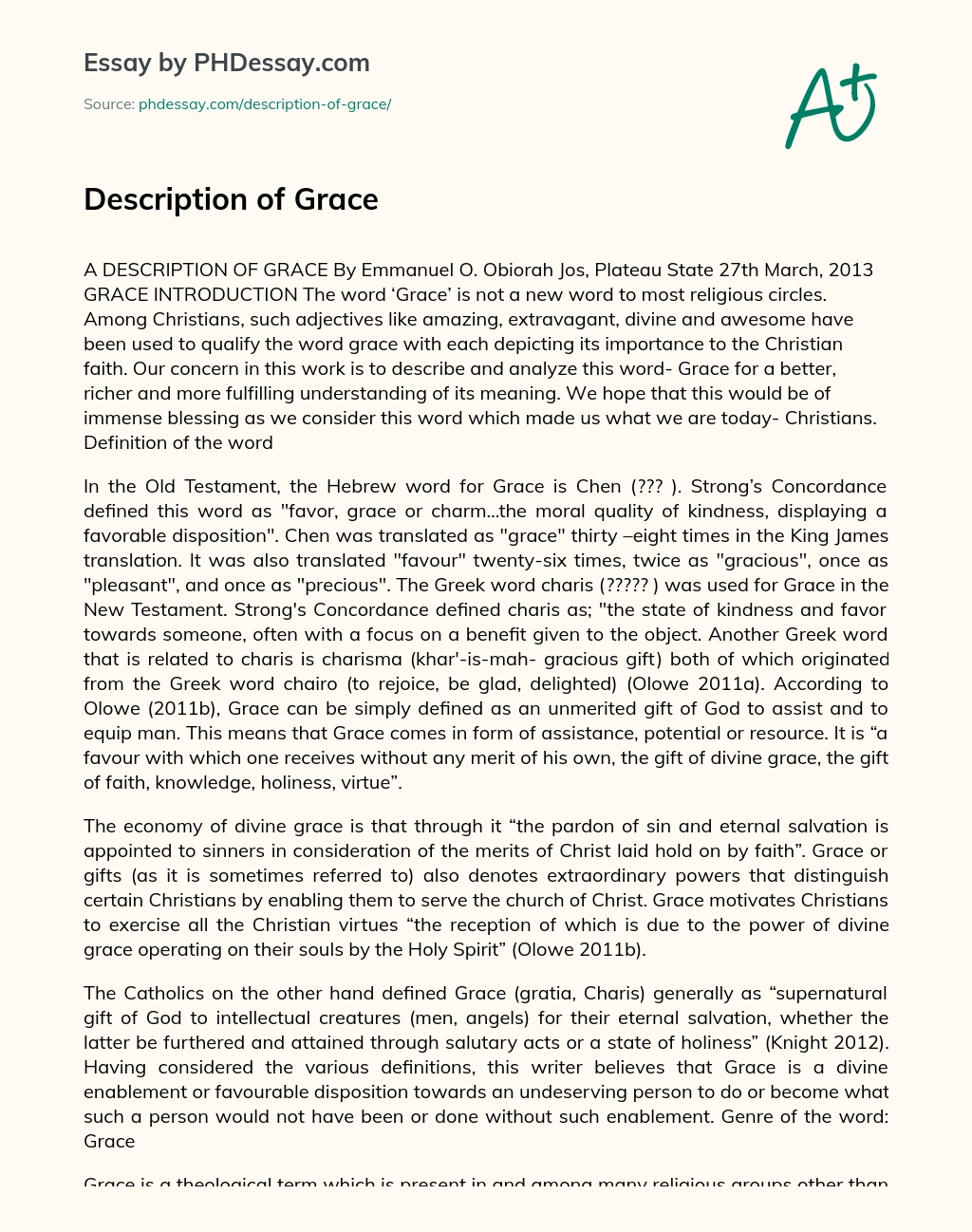 Description of Grace essay