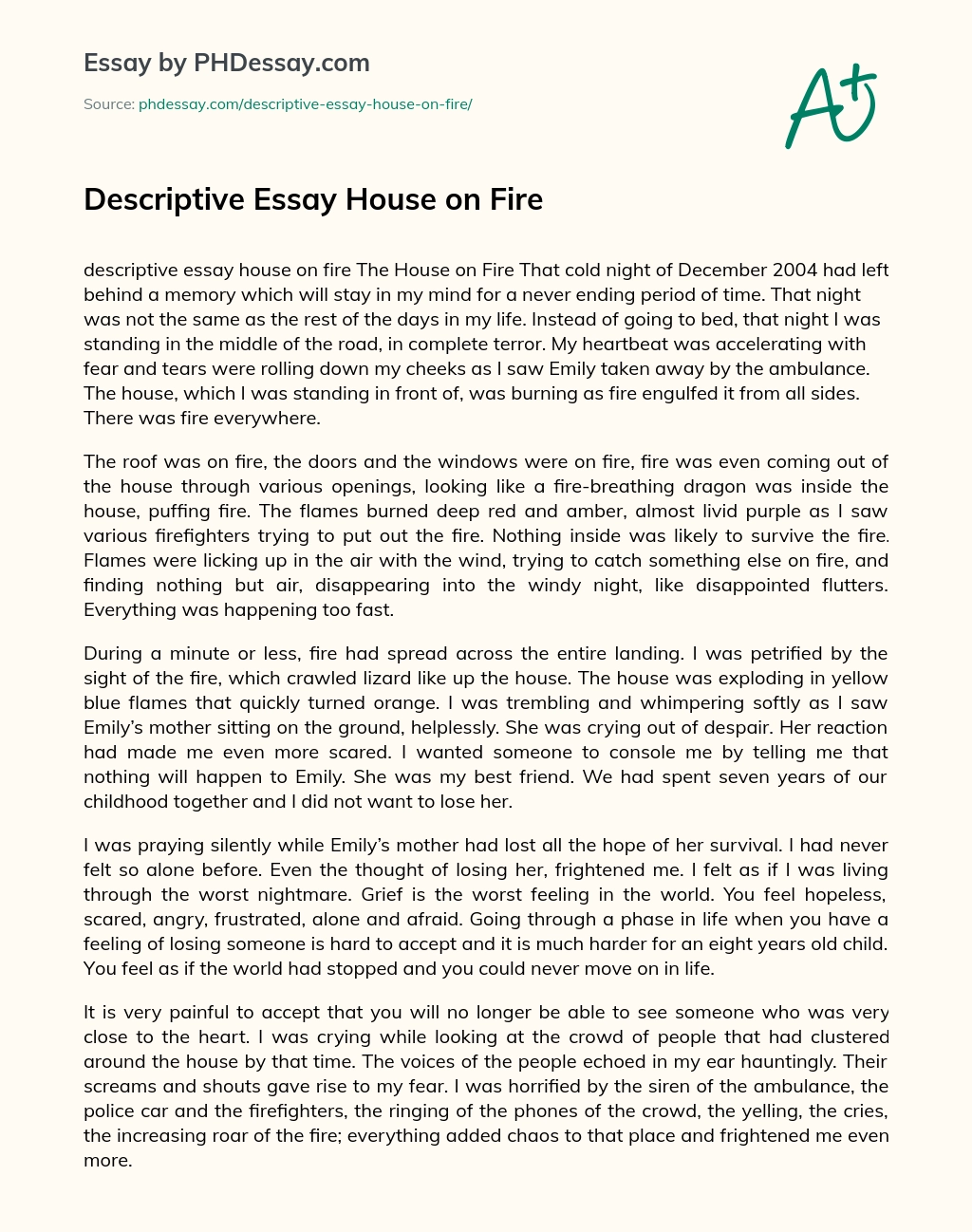 Descriptive Essay House on Fire essay