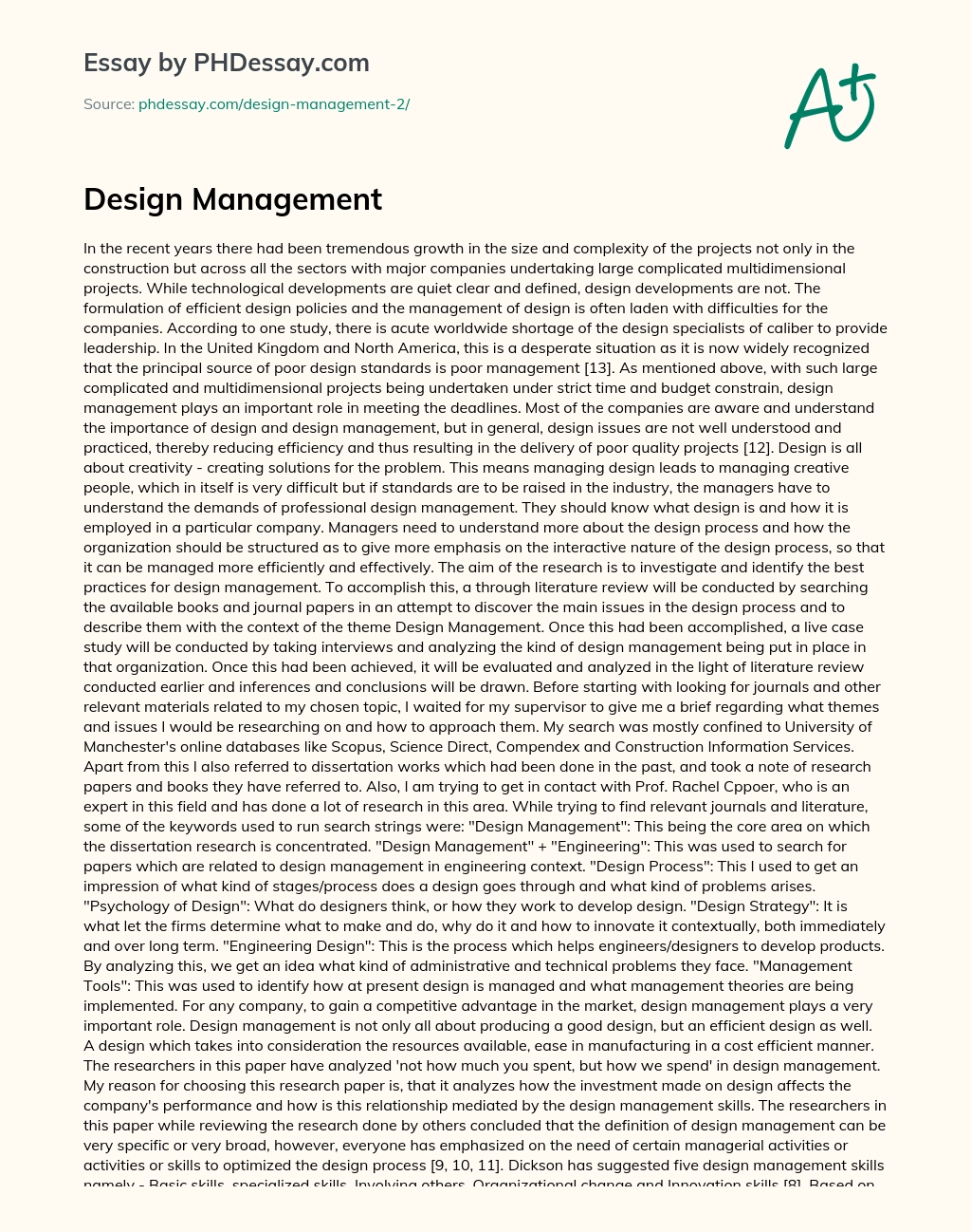 Design Management essay