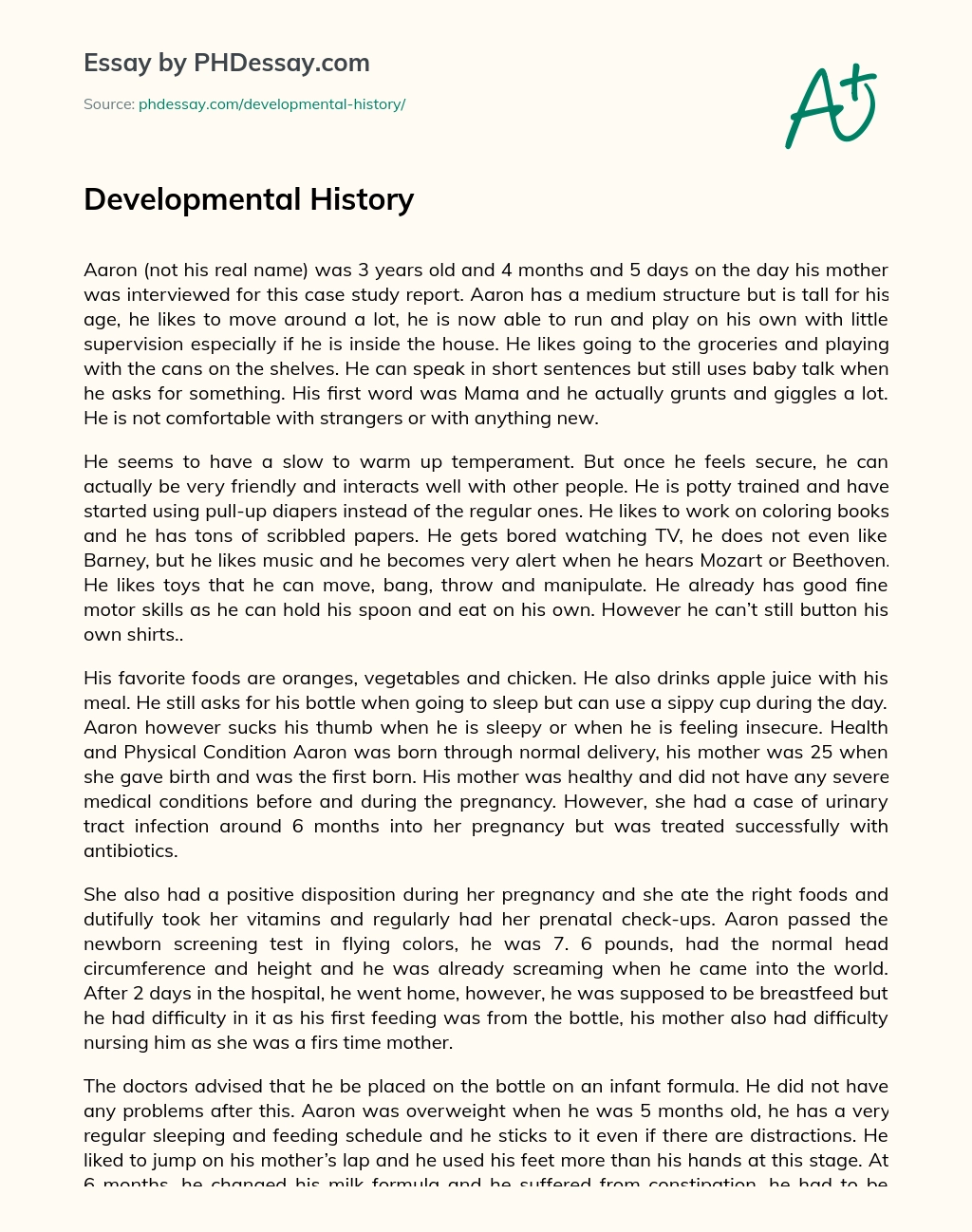 Developmental History essay
