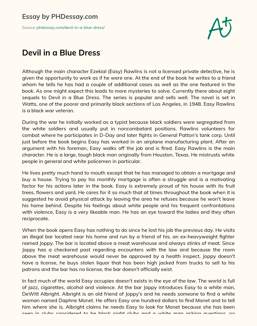 Devil in a Blue Dress essay