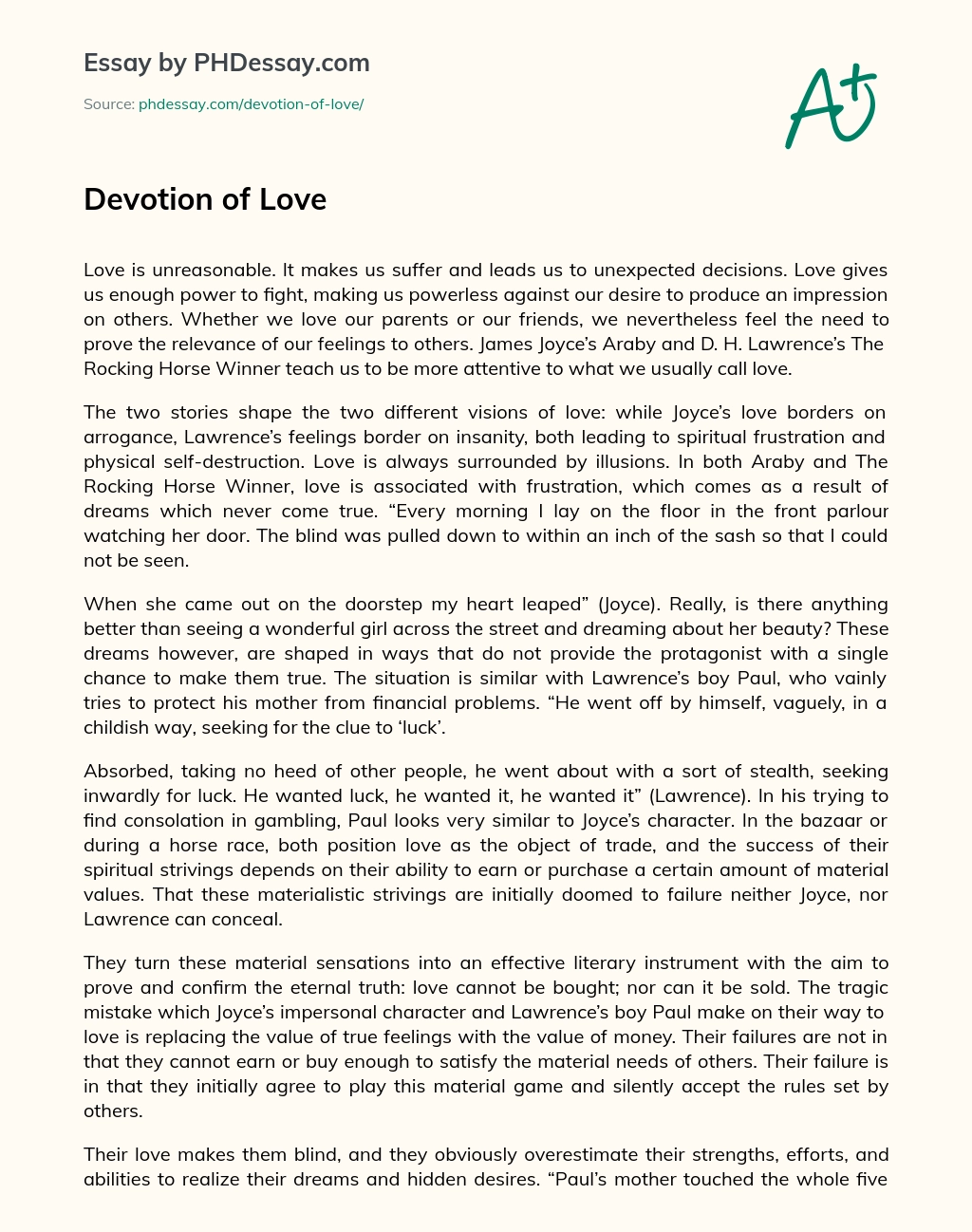 Devotion of Love essay