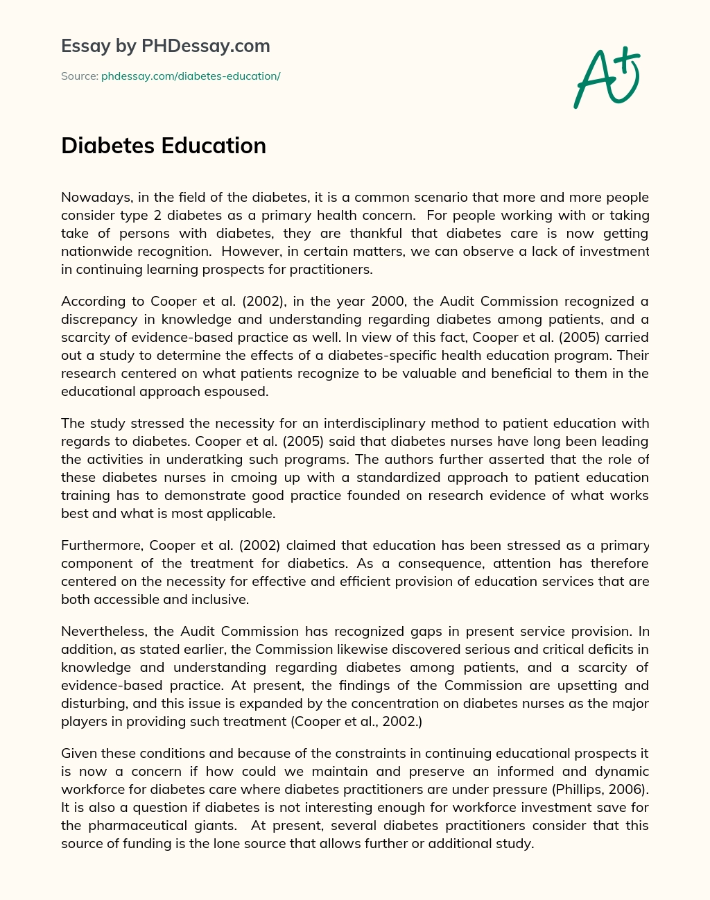Diabetes Education essay