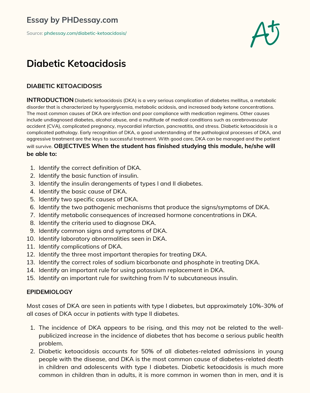 Diabetic Ketoacidosis essay