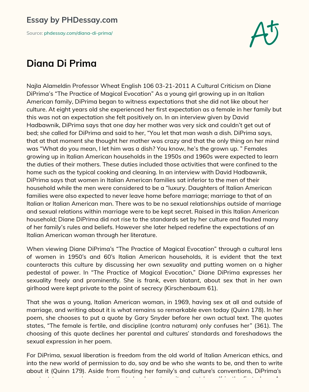 Diana Di Prima essay