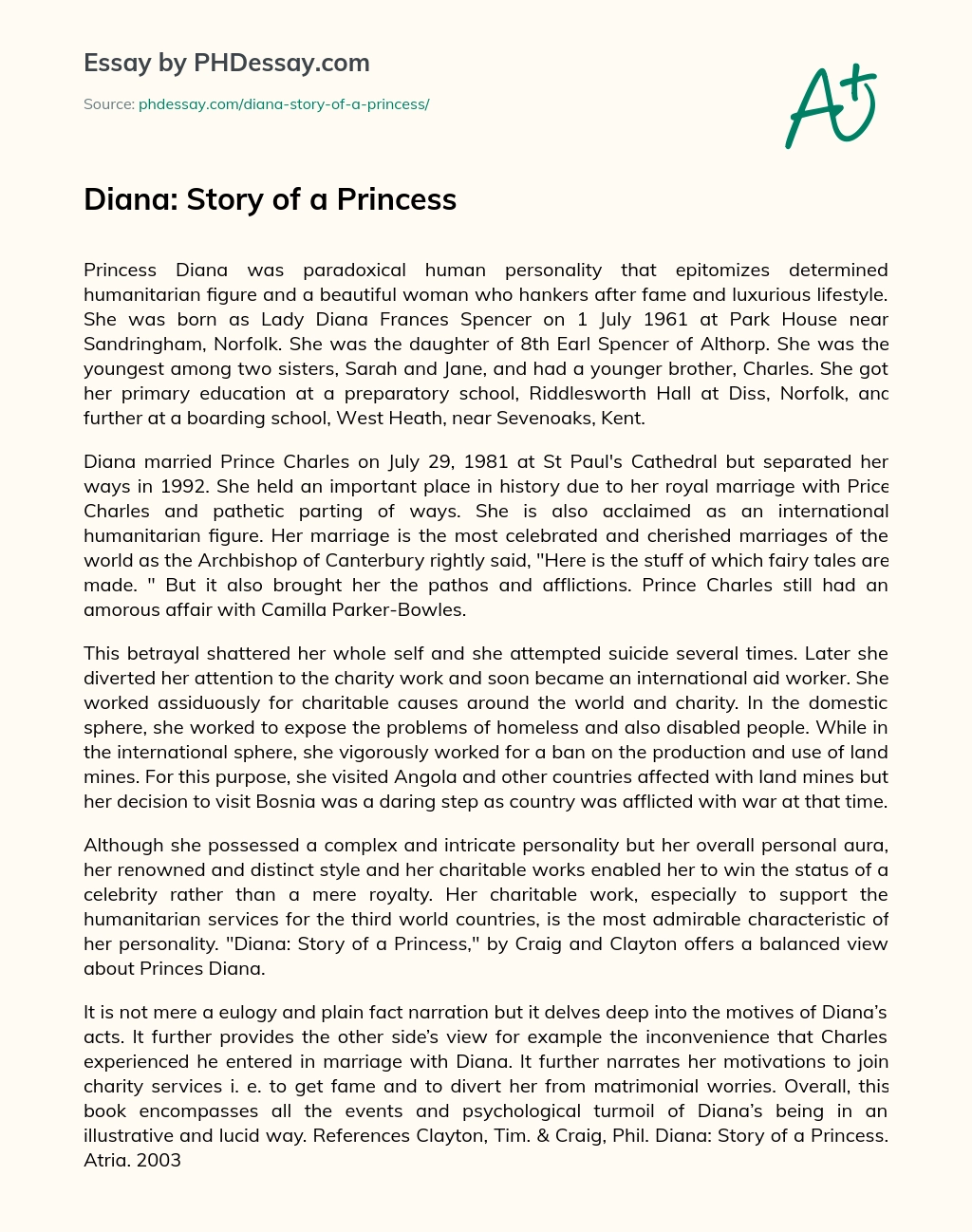 Diana: Story of a Princess essay