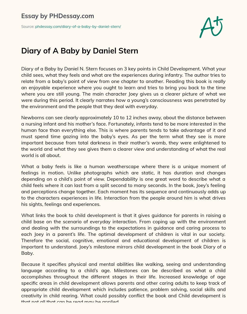 Diary of A Baby by Daniel Stern essay
