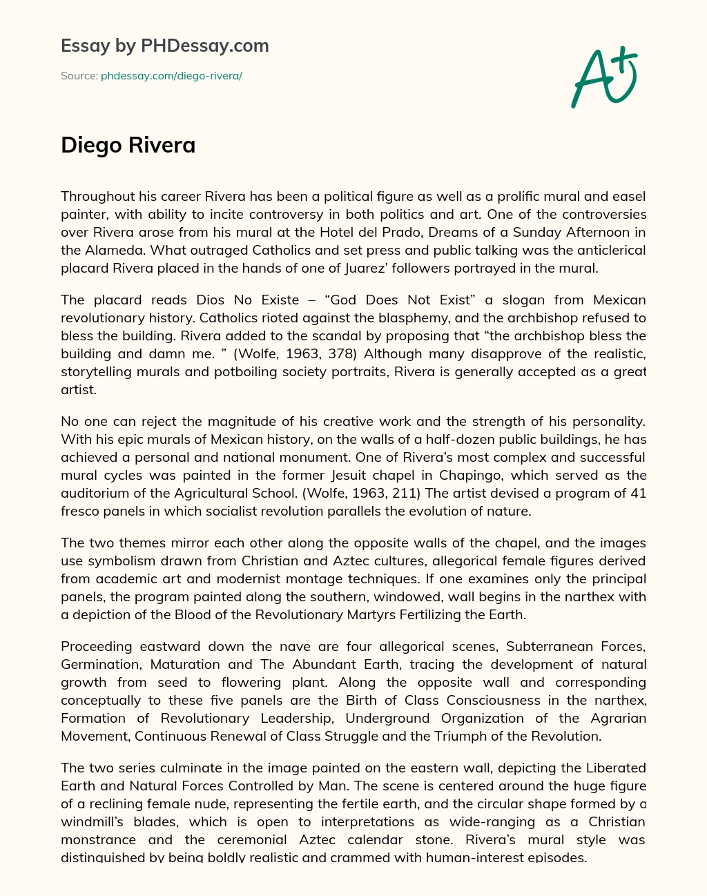 Rivera: A Controversial Political and Artistic Figure essay