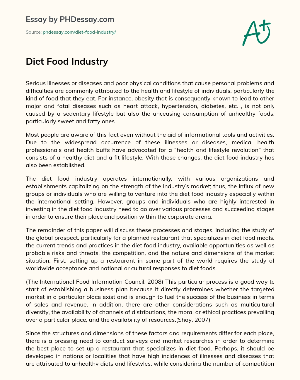 Diet Food Industry essay