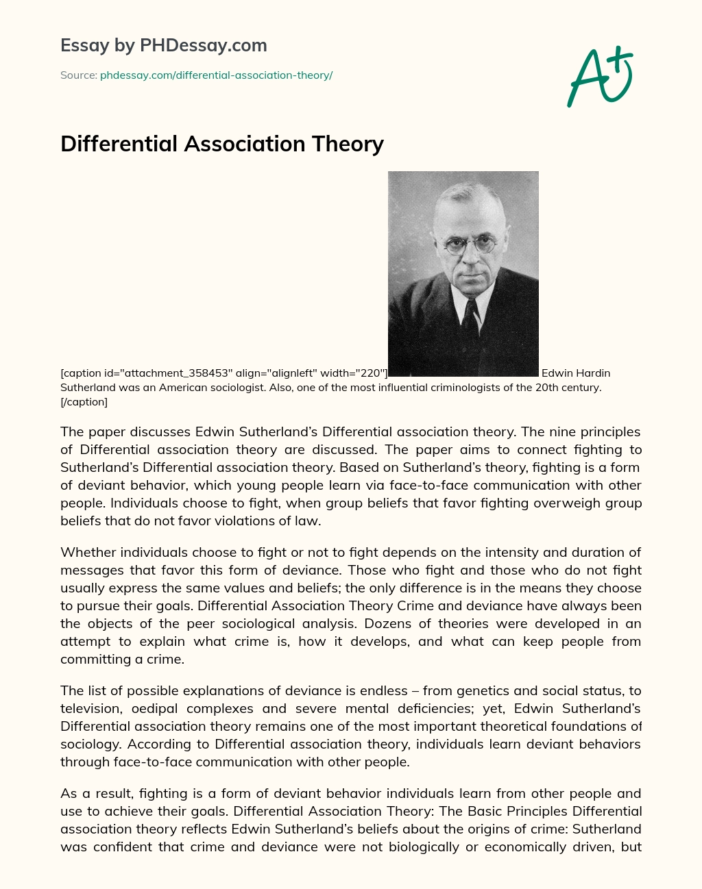 Differential Association Theory essay