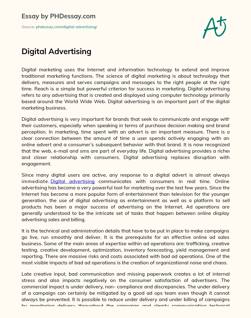 Digital Advertising essay