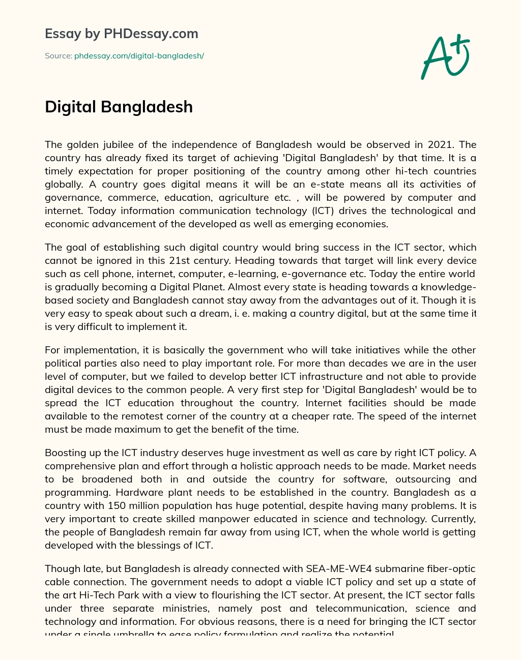 Digital Bangladesh essay