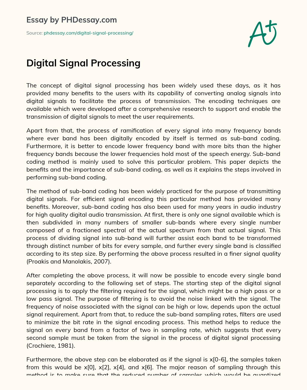Digital Signal Processing essay