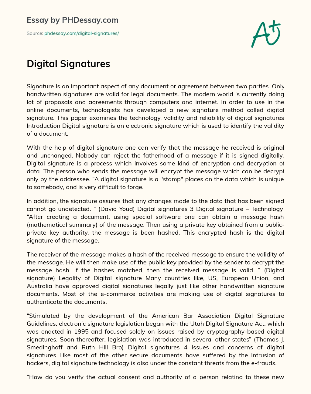 Digital Signatures essay