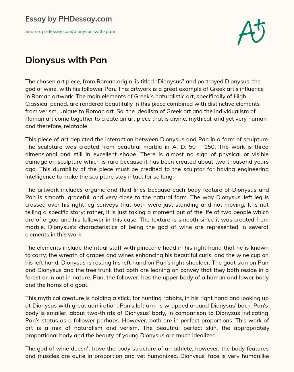 Dionysus with Pan essay