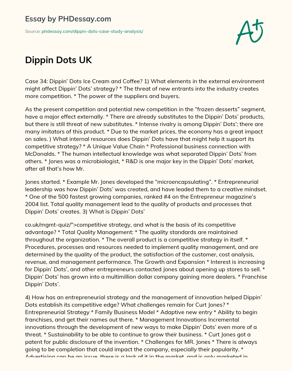 Dippin Dots UK essay