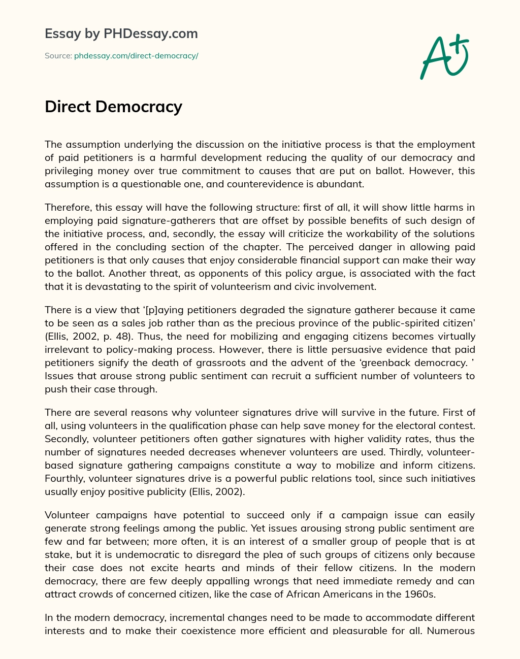 Direct Democracy essay