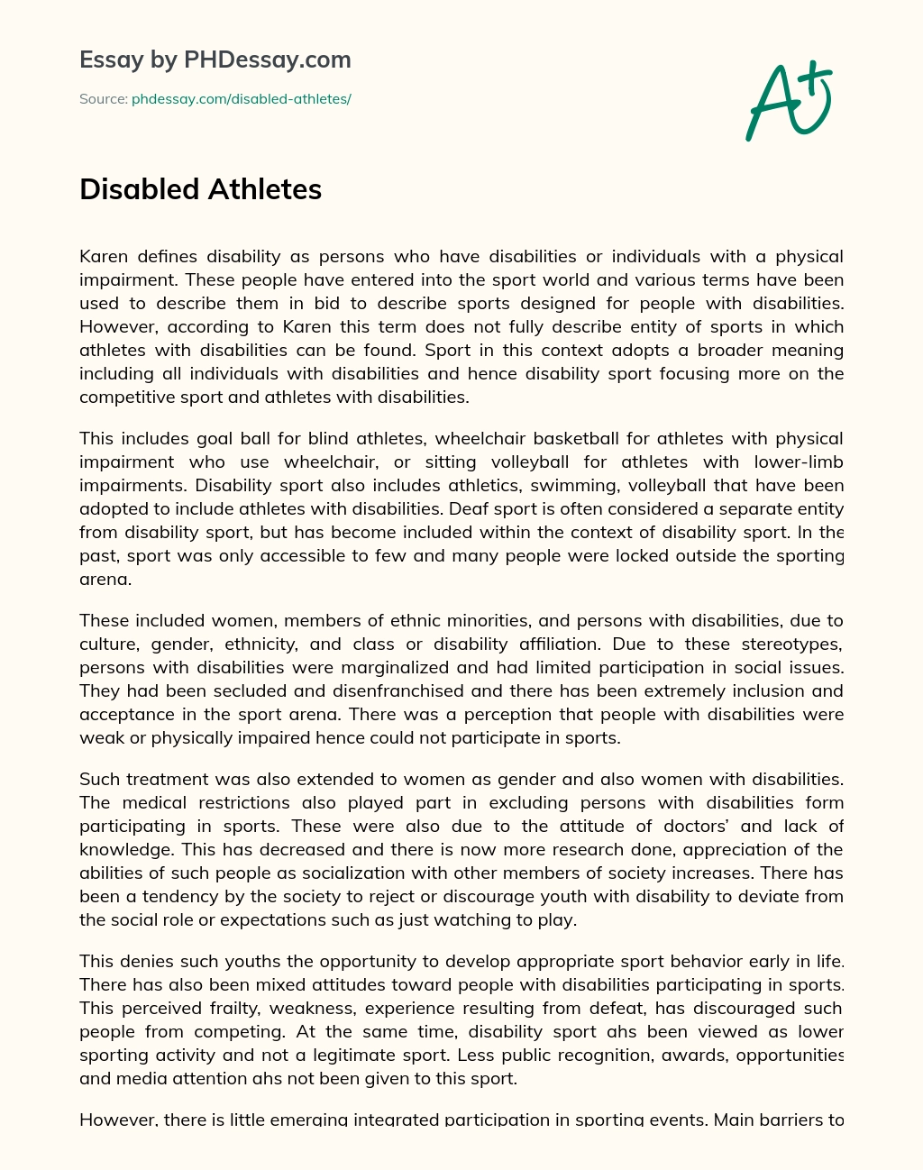 Disabled Athletes essay