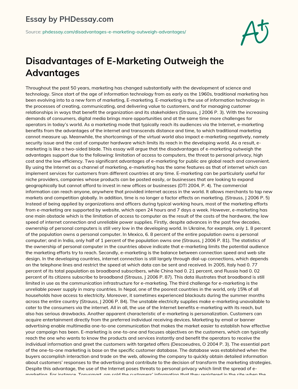 Disadvantages of E-Marketing Outweigh the Advantages essay