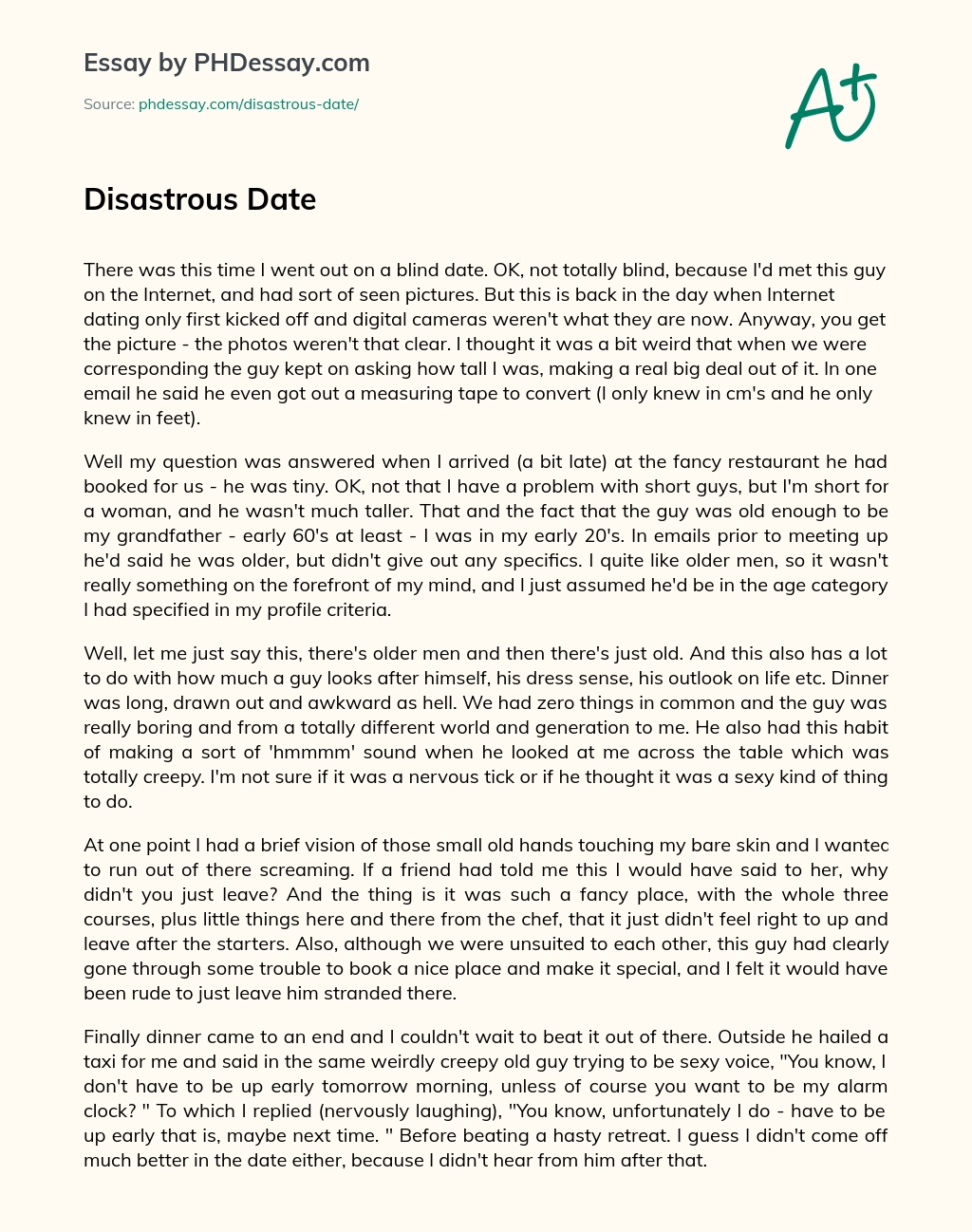 Disastrous Date essay