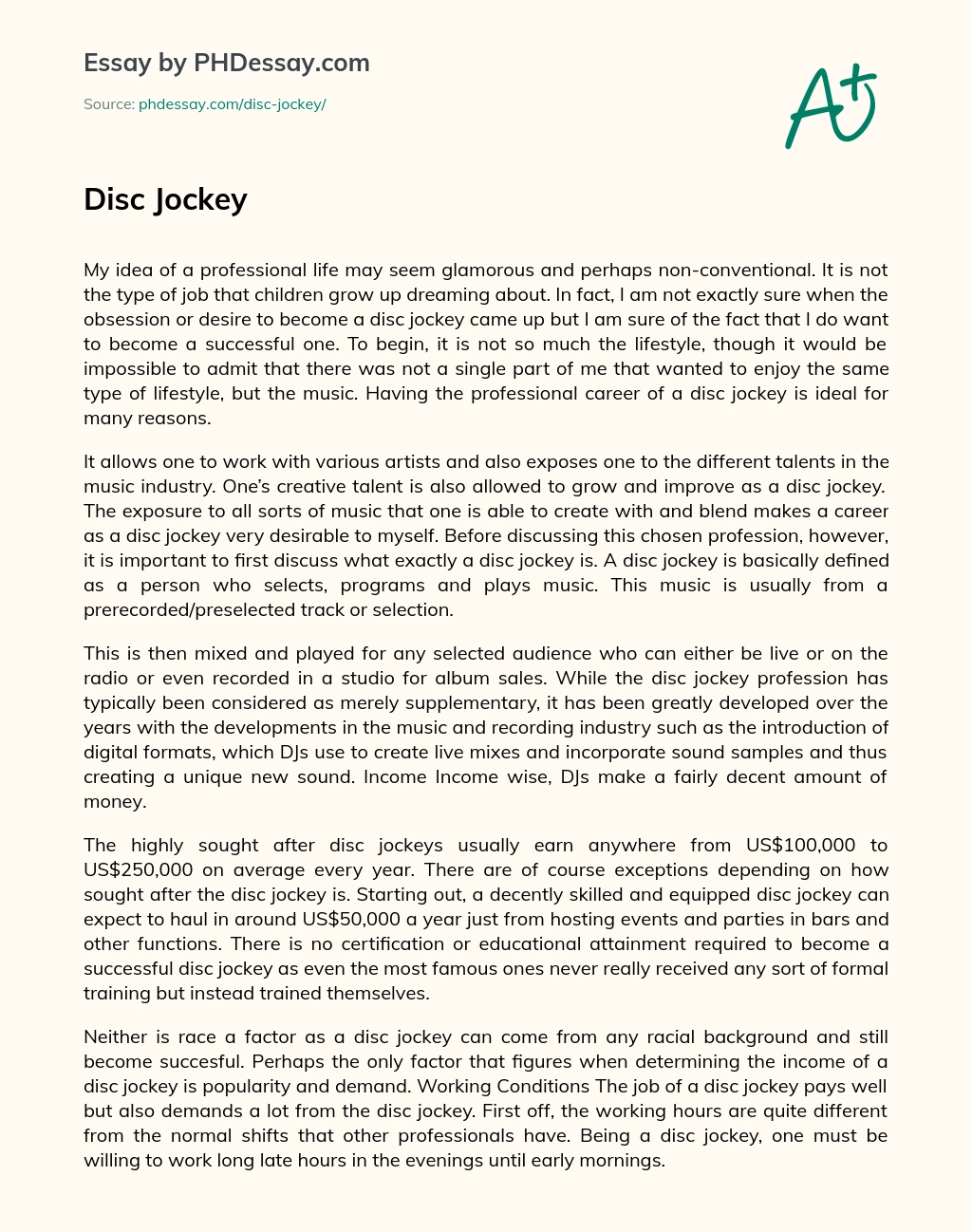 Disc Jockey essay