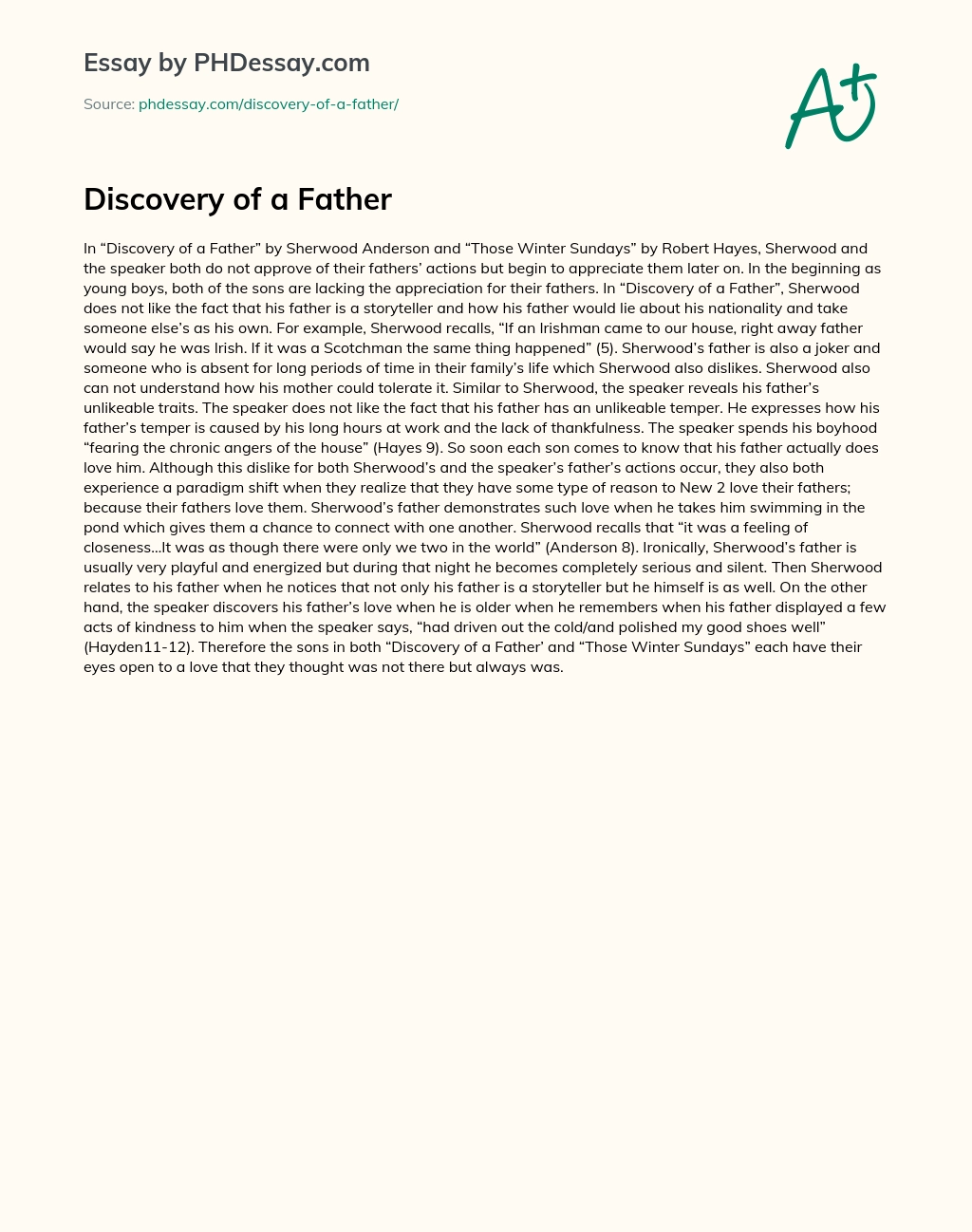 Discovery of a Father essay