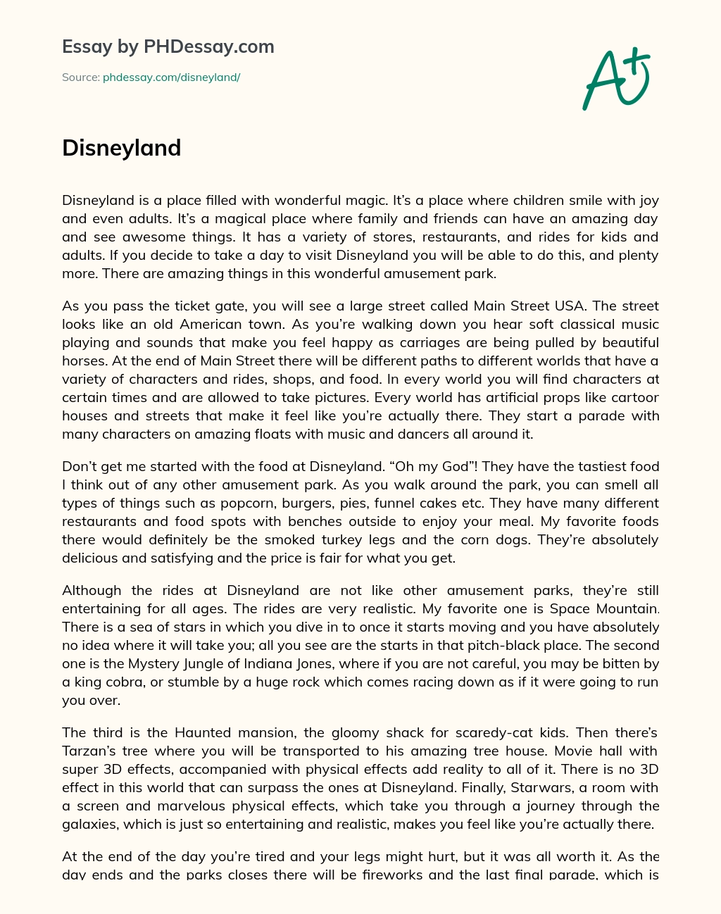 Disneyland essay