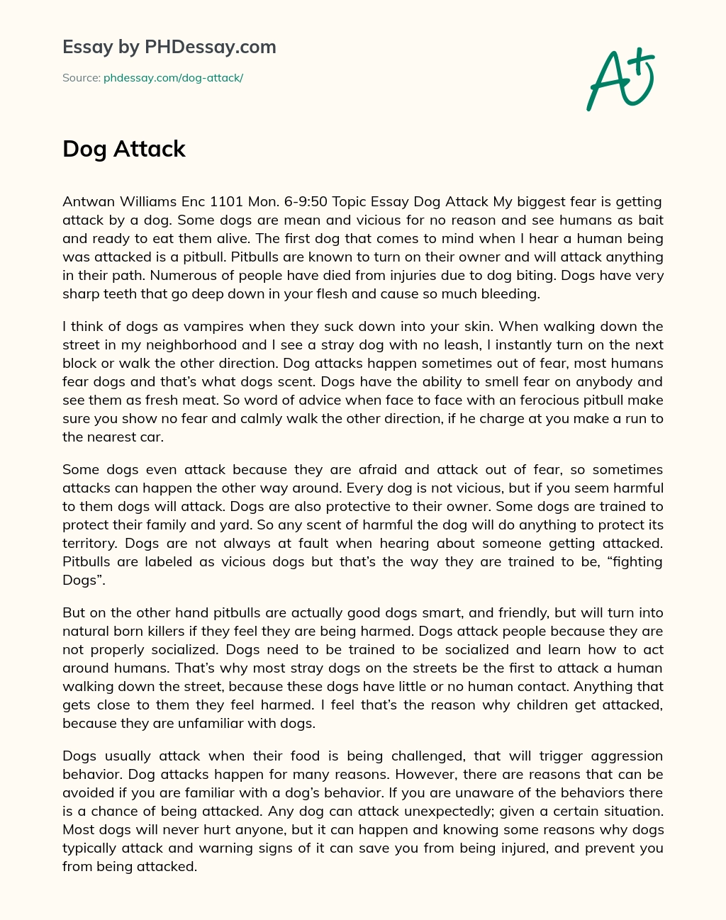 Fear of Dog Attacks and How to Avoid Them essay