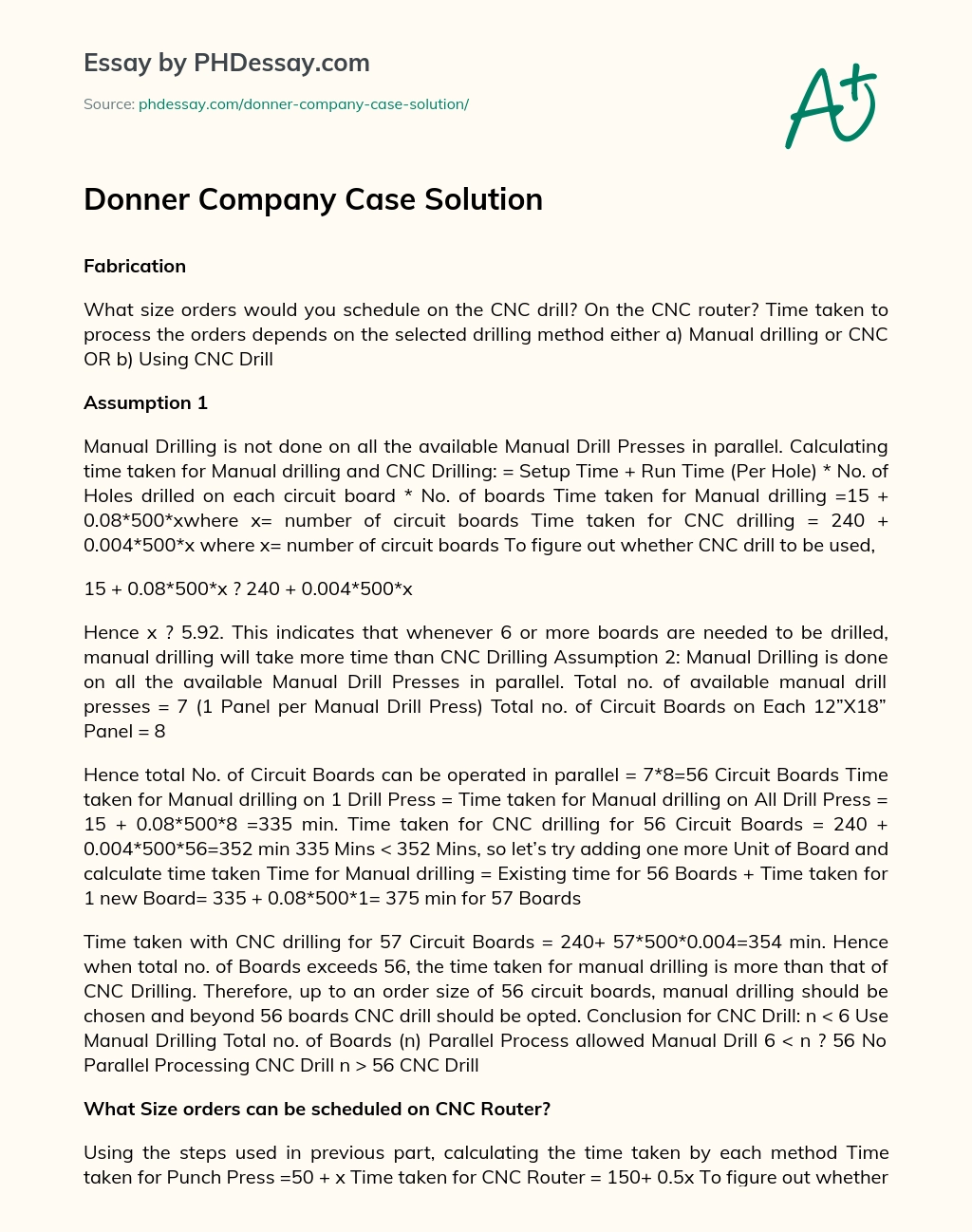 Donner Company Case Solution essay