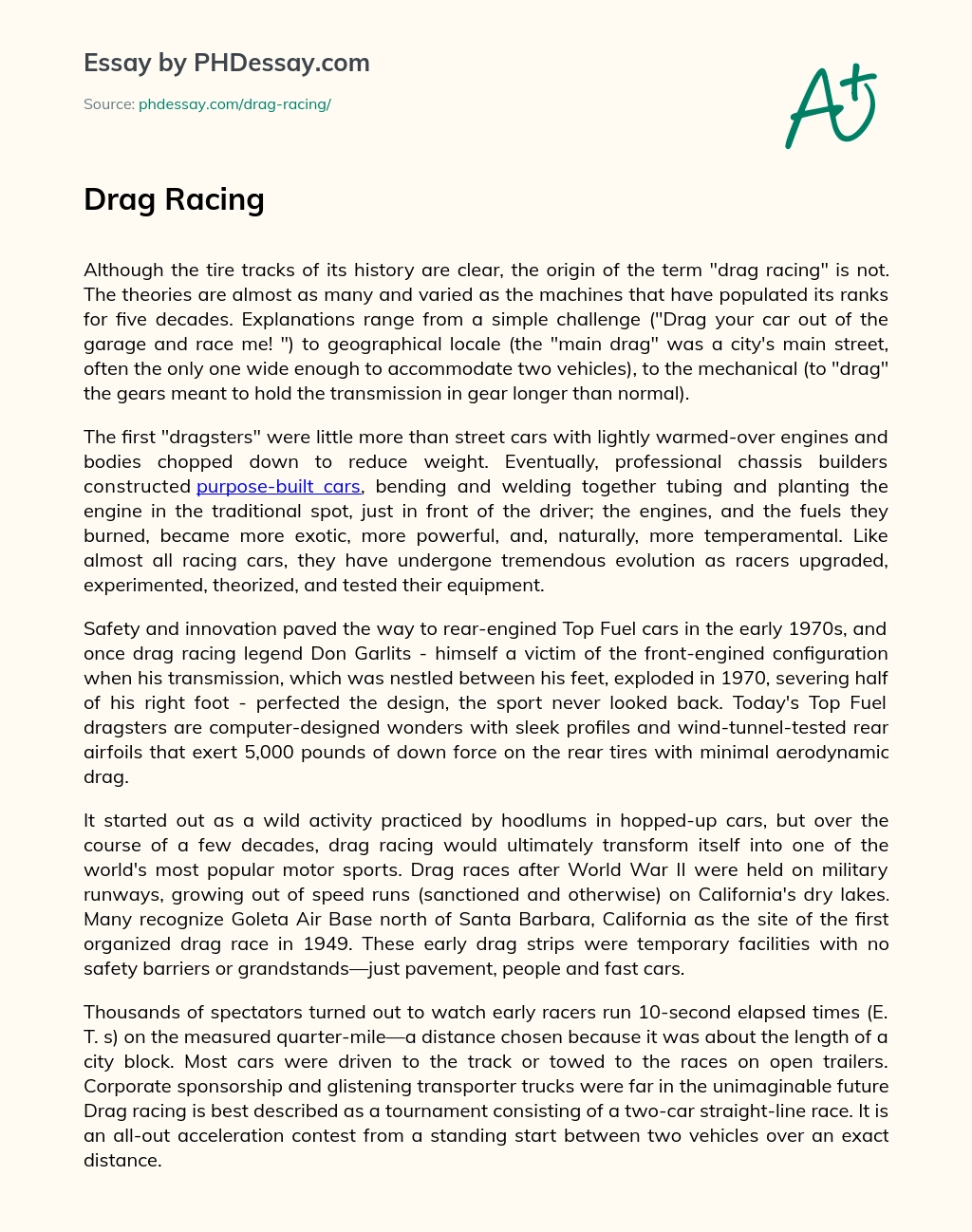 Drag Racing essay