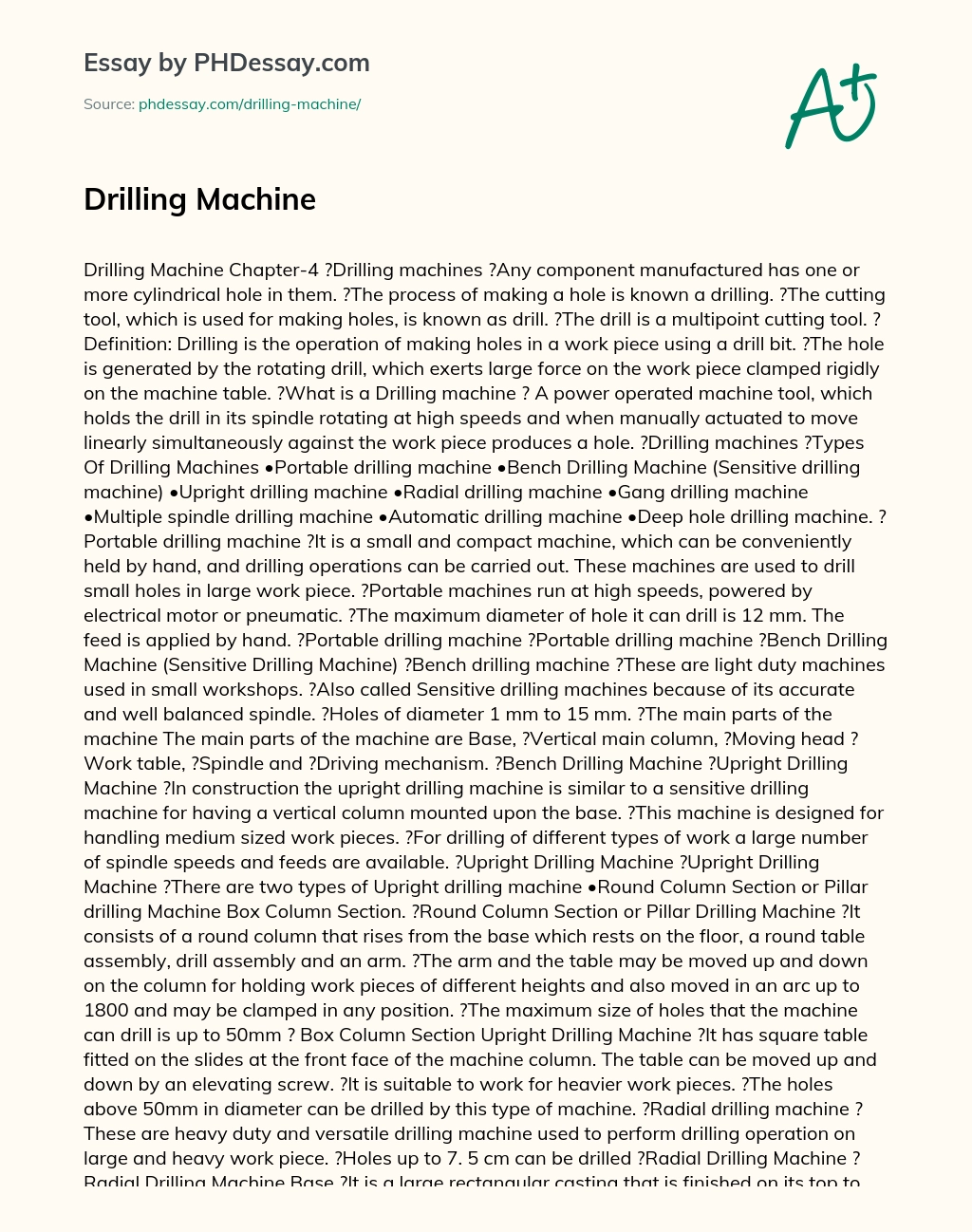 Drilling Machine essay