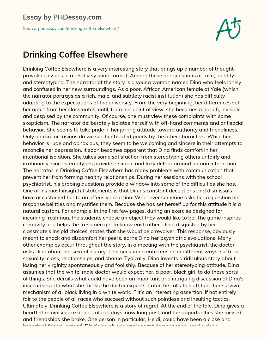 Drinking Coffee Elsewhere essay