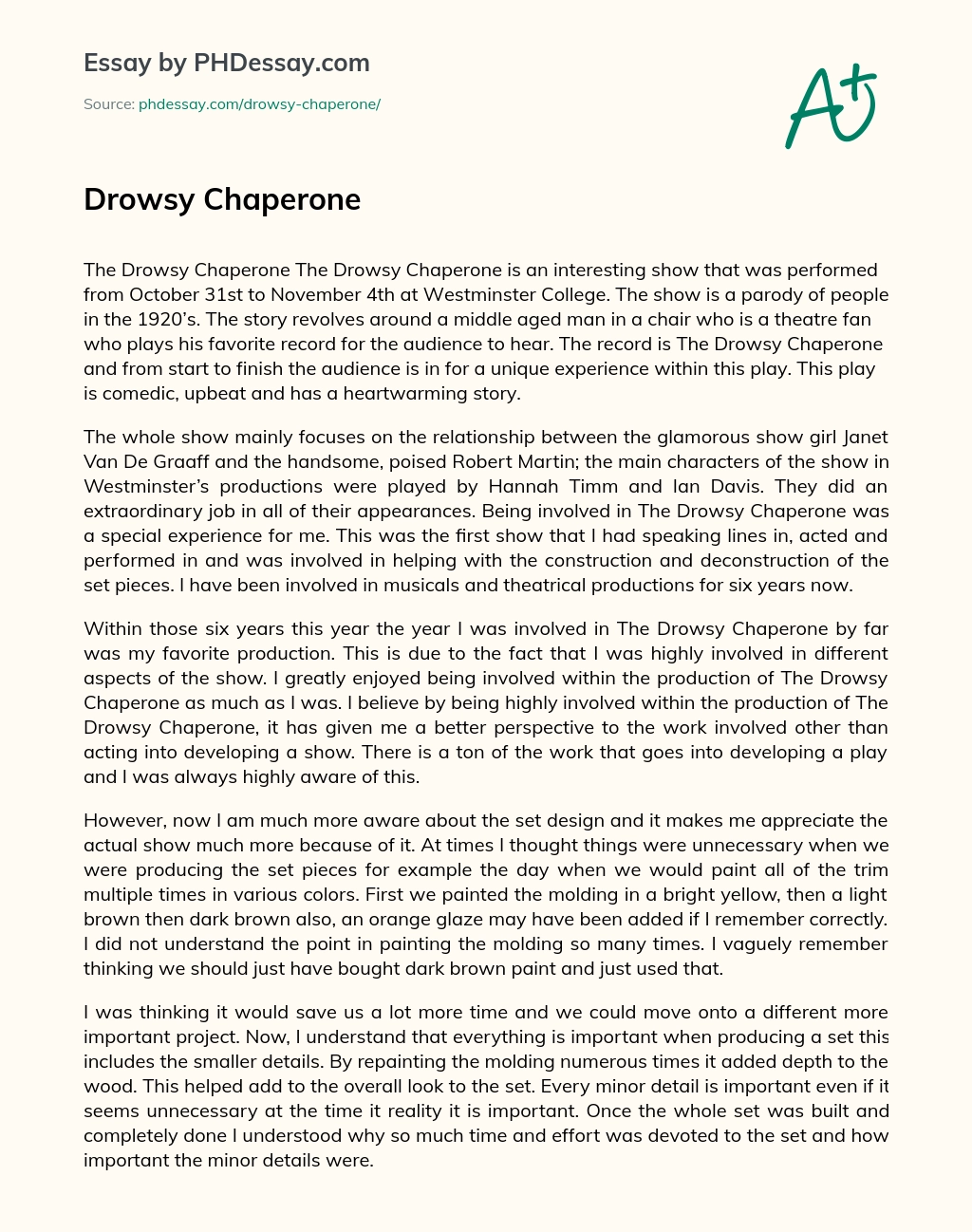 Drowsy Chaperone essay