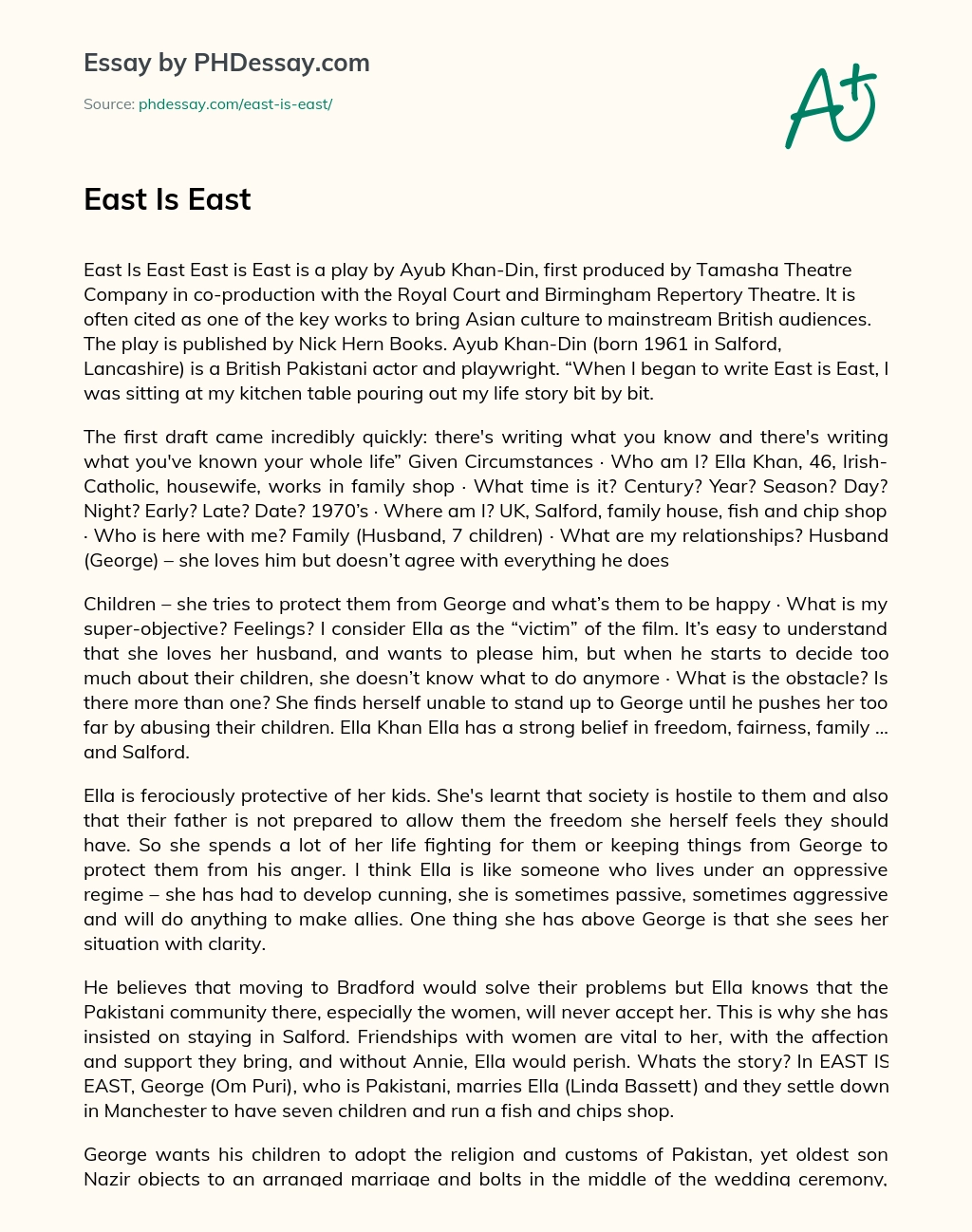 East Is East essay