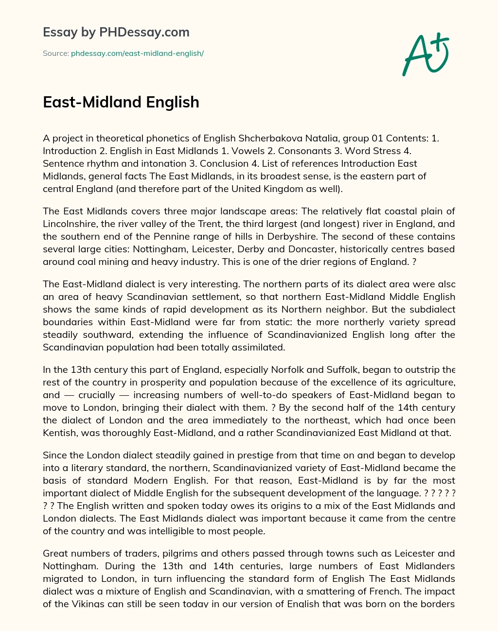 East-Midland English essay